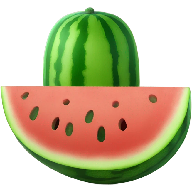 Two watermelons and one pickle emoji