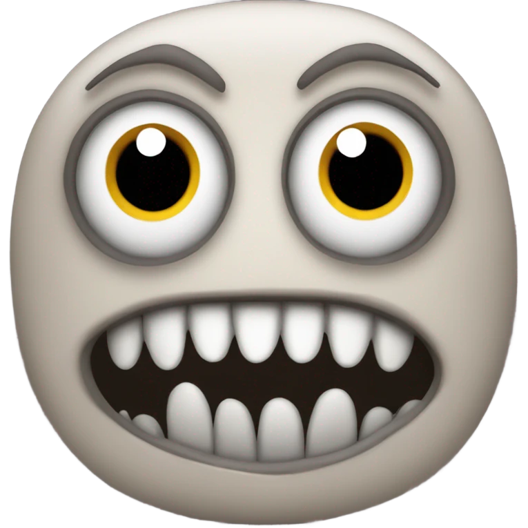 scary eyes, sinister smile emoji