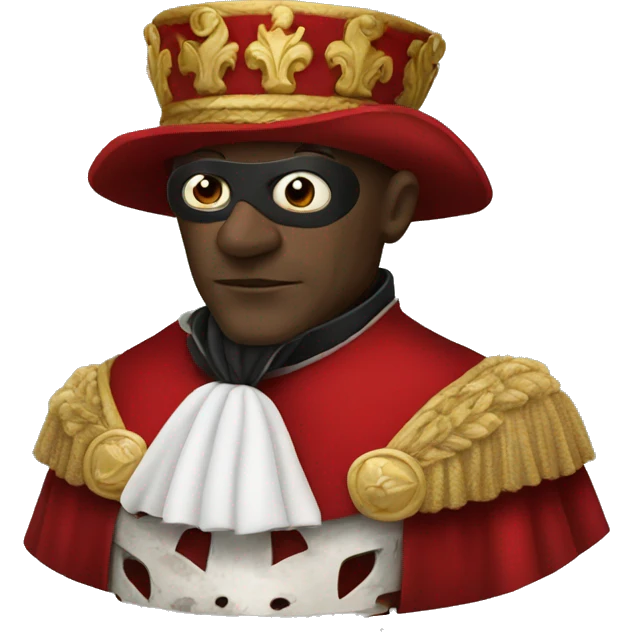 Baron with mask wearing red emoji