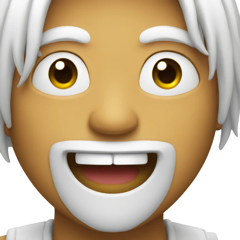 smiley face with white hair emoji
