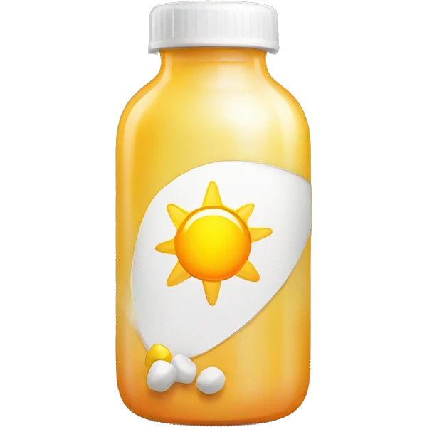 vitamin bottle with a sun on the side representing vitamin D emoji