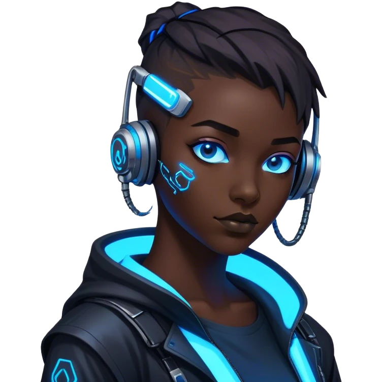 cyberpunk style blue neon hacker emoji