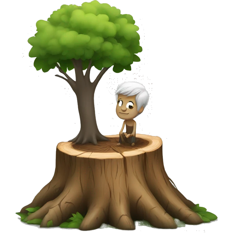 skinny white man in love with tree stump emoji