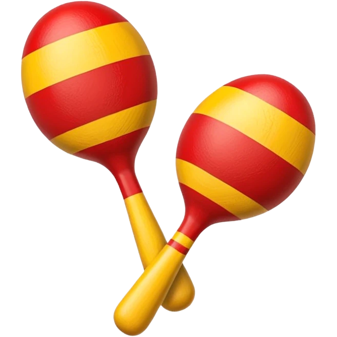 A pair of wooden maracas painted with bright red and yellow stripes.

 emoji