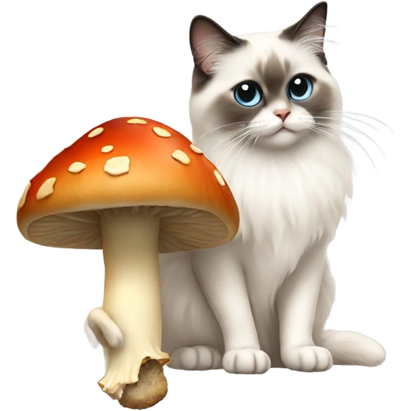 Ragdoll cat eating a mushroom emoji
