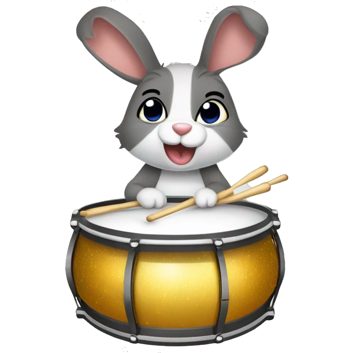 Ein Kaninchen das die Zunge rausstreckt im Cartoon Stil mit Glitzer drumrum emoji