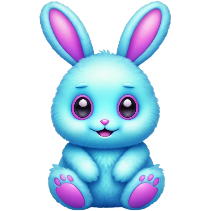 alien kawaii neon puffy  fluffy easter bunny  emoji