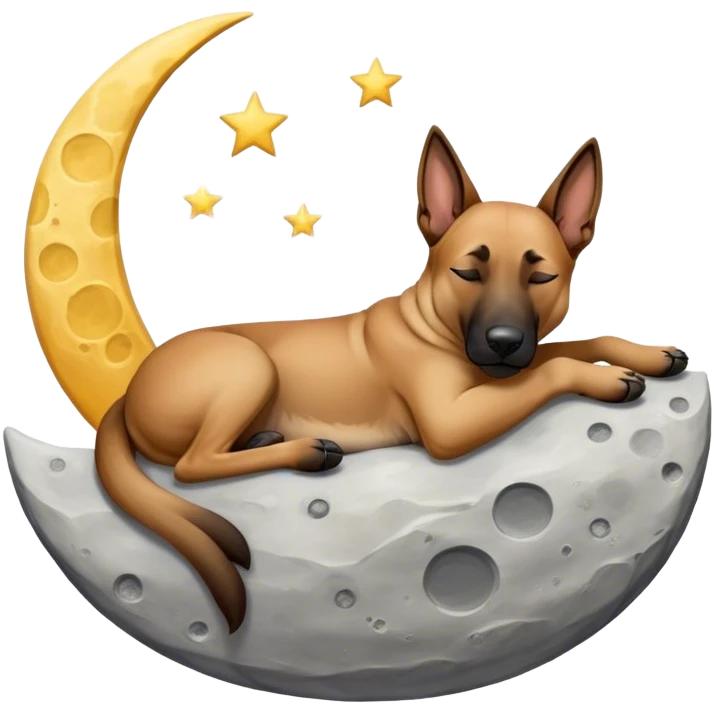 Malinois dog sleeping on the moon emoji
