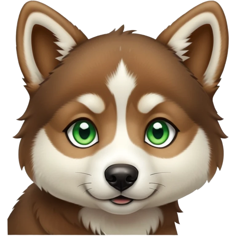Brown husky puppy clear green eyes  emoji