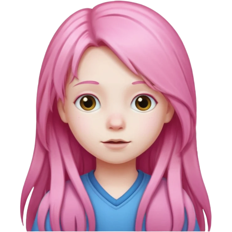 child with pink long hair emoji