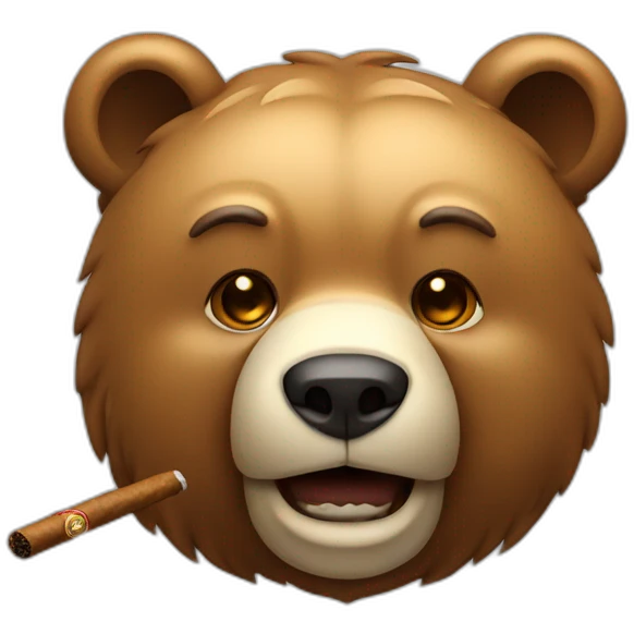 Bear head with a lighted cigar emoji