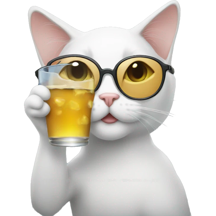 Cat drinking with glases emoji