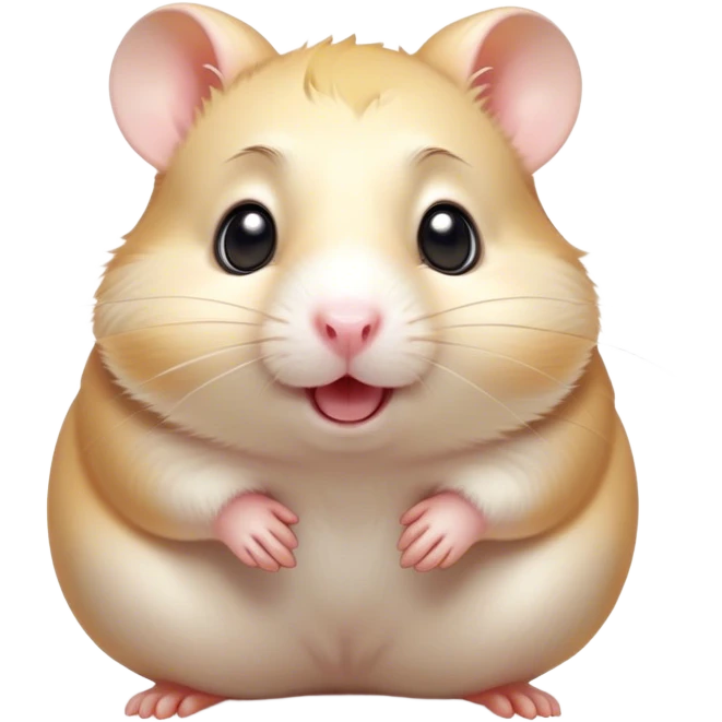 Cinematic Comical Cream Hamster Portrait Emoji, Head tilted dramatically with an exaggeratedly amused expression, featuring a striking cream fur with a luminous sheen, wide, expressive dark eyes filled with playful disbelief, Simplified yet hilariously expressive features, highly detailed, glowing with a slightly sassy glow, high shine, dramatic yet playful, stylized with an air of cheeky mischief, bright and endearing, soft glowing outline, capturing the essence of a spirited and over-the-top hamster, so meme-worthy it feels like it could side-eye its way into internet fame instantly! emoji