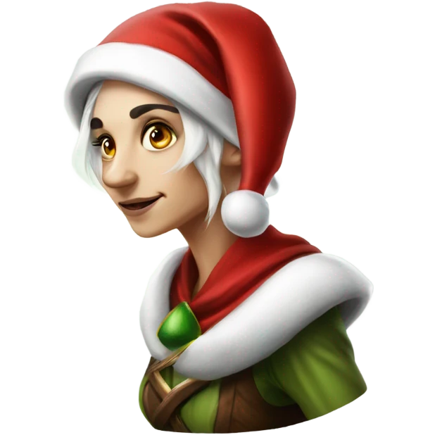 rogue female elf fantasy wearing santa hat emoji