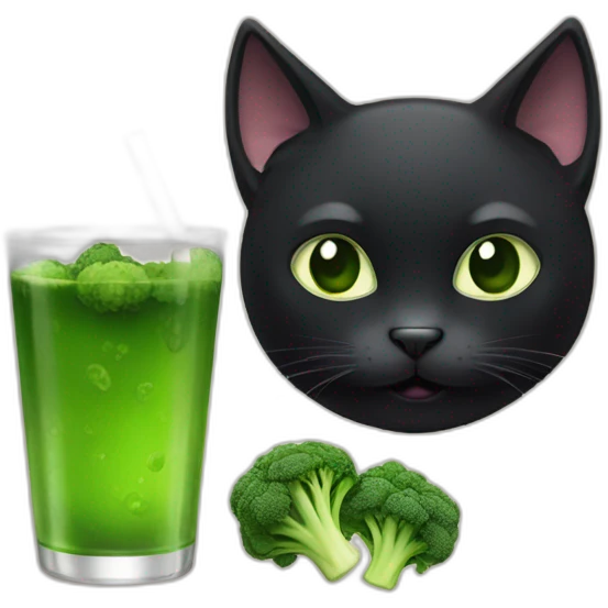 black cat drink brocolis emoji