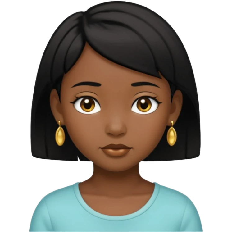 girl child with black short hair and gold earring and black skin emoji