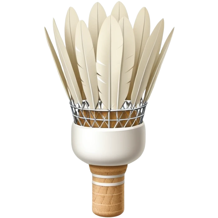 a common badminton shuttlecock with white feathers and cork base emoji