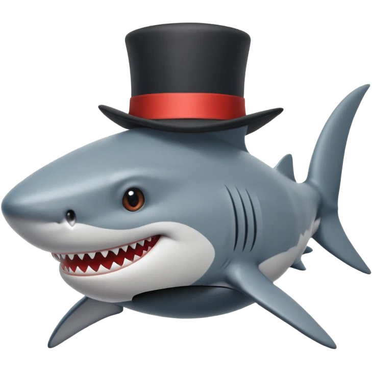 Shark with a top hat emoji