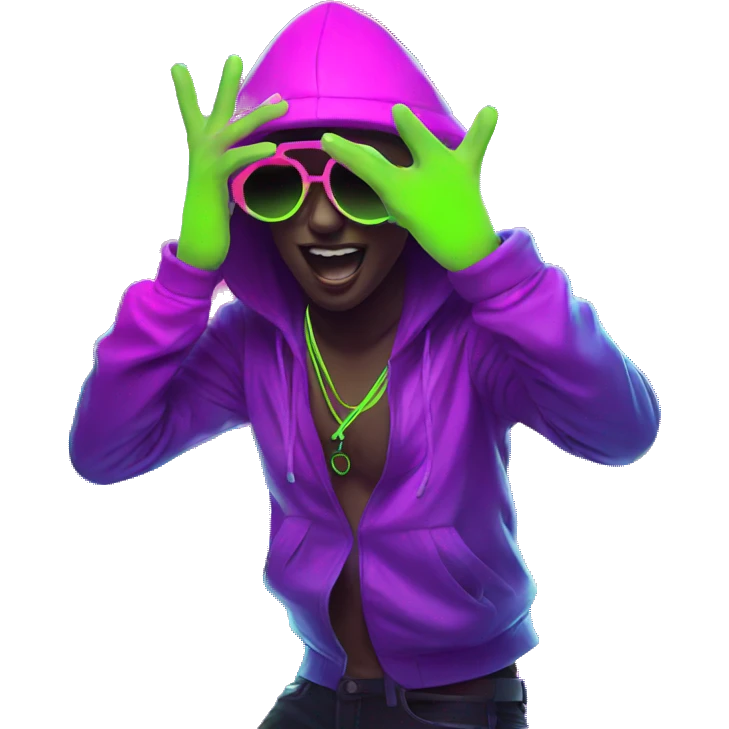 Rave party dancing neon smoking emoji