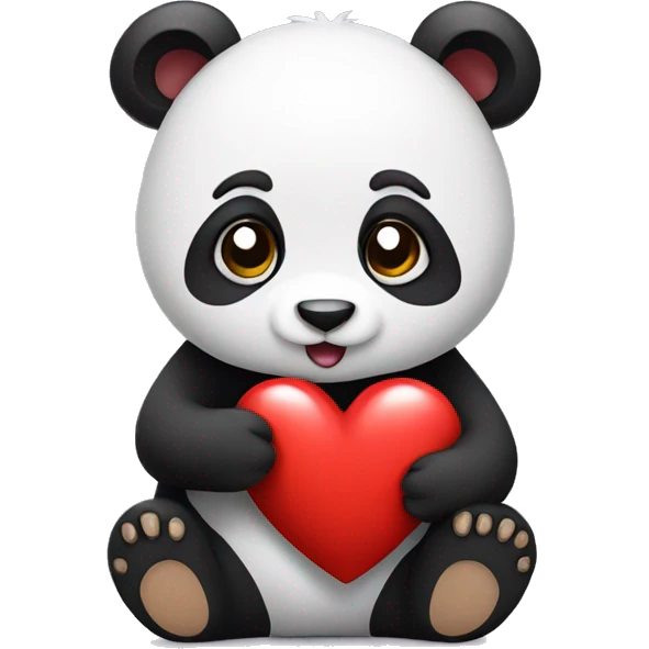 Panda holding a heart emoji