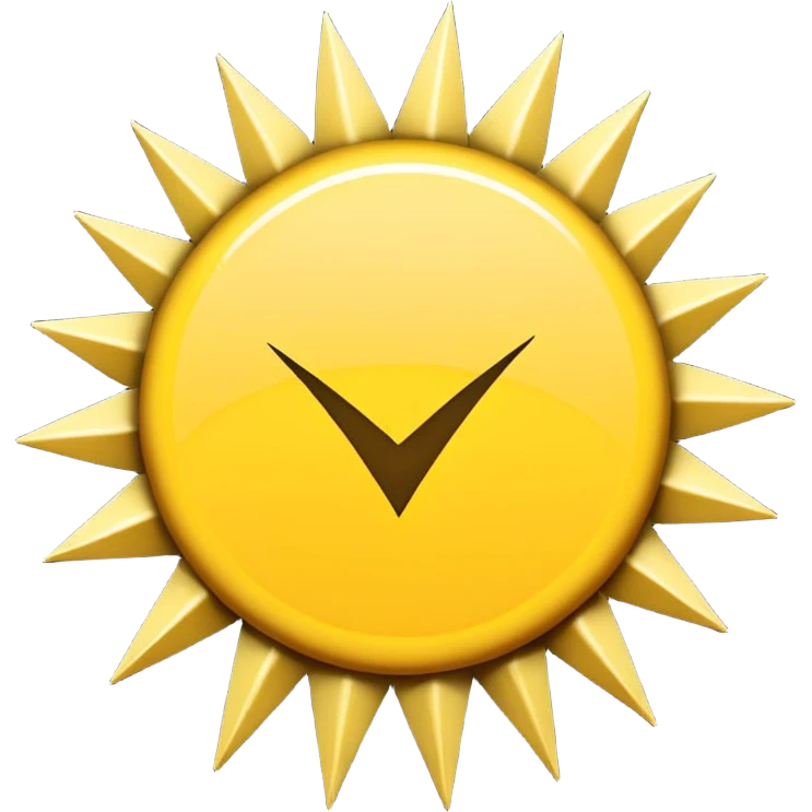 Has un círculo  amarillo con puas amarillas y una pleca dentro un check emoji