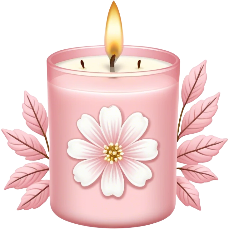 Light pink bath and body works with white floral design   candleLight pink bath and body works with  line art candle emoji