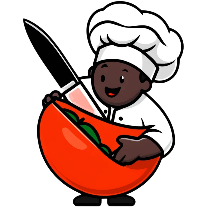 chef knife slicing through a juicy tomato emoji