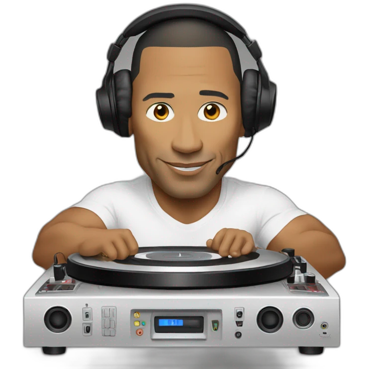 the rock as a DJ emoji