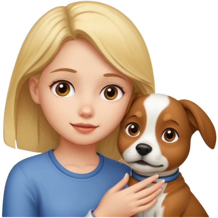 Girl petting a dog emoji