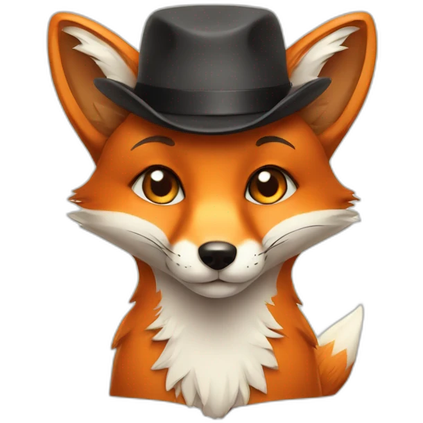 cute fox with french hat emoji