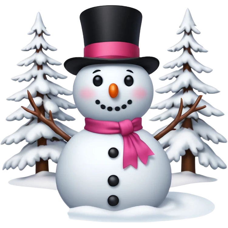 Red snowman with pink bow emoji