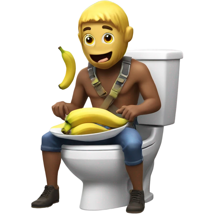Skibidi toilet with Fortnite guy eating bananas emoji