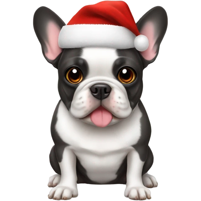 French bulldog with Santa hat  emoji
