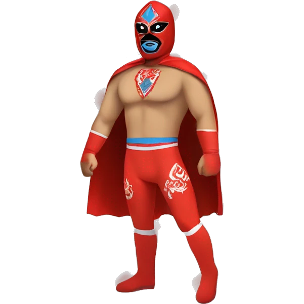 Red and powder blue lucha libre wrestler with red cape and pants blue emoji