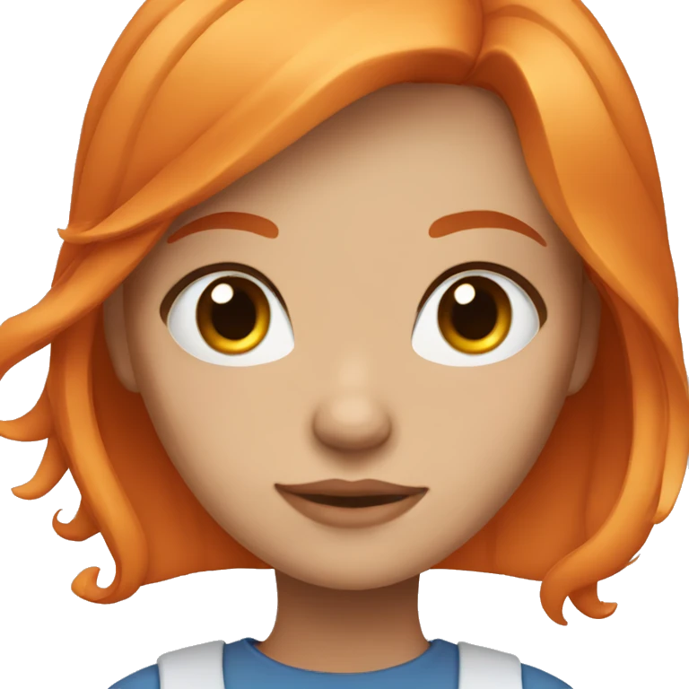 Girl with shoulder length orange hair and blue eyes emoji