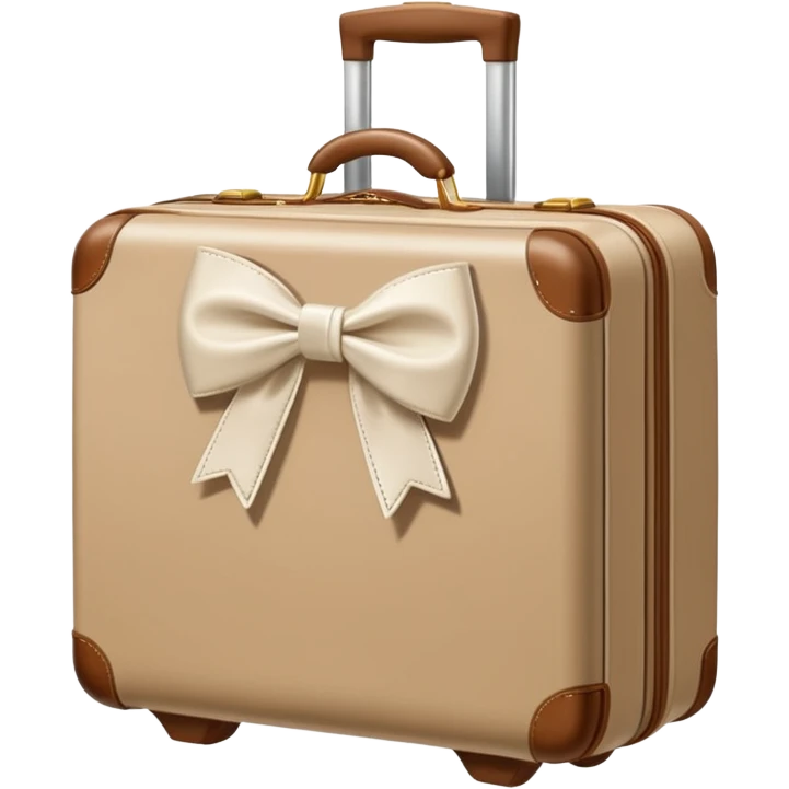 Beige luggage with white bow  emoji