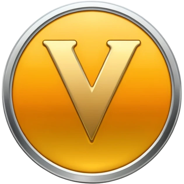 Gradient coin with letter V emoji