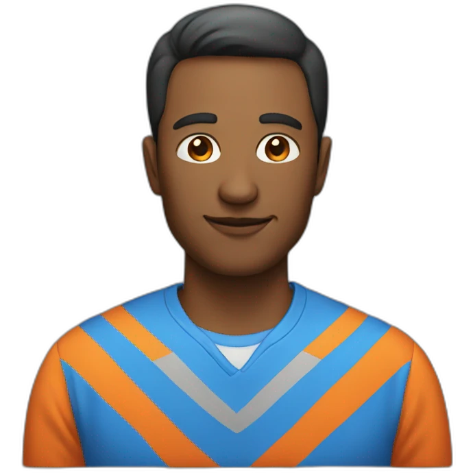 A man with a blue and orange shirt emoji