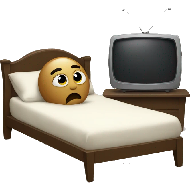 sad in bed watching tv emoji