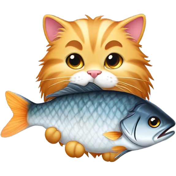 Cat eating a fish emoji