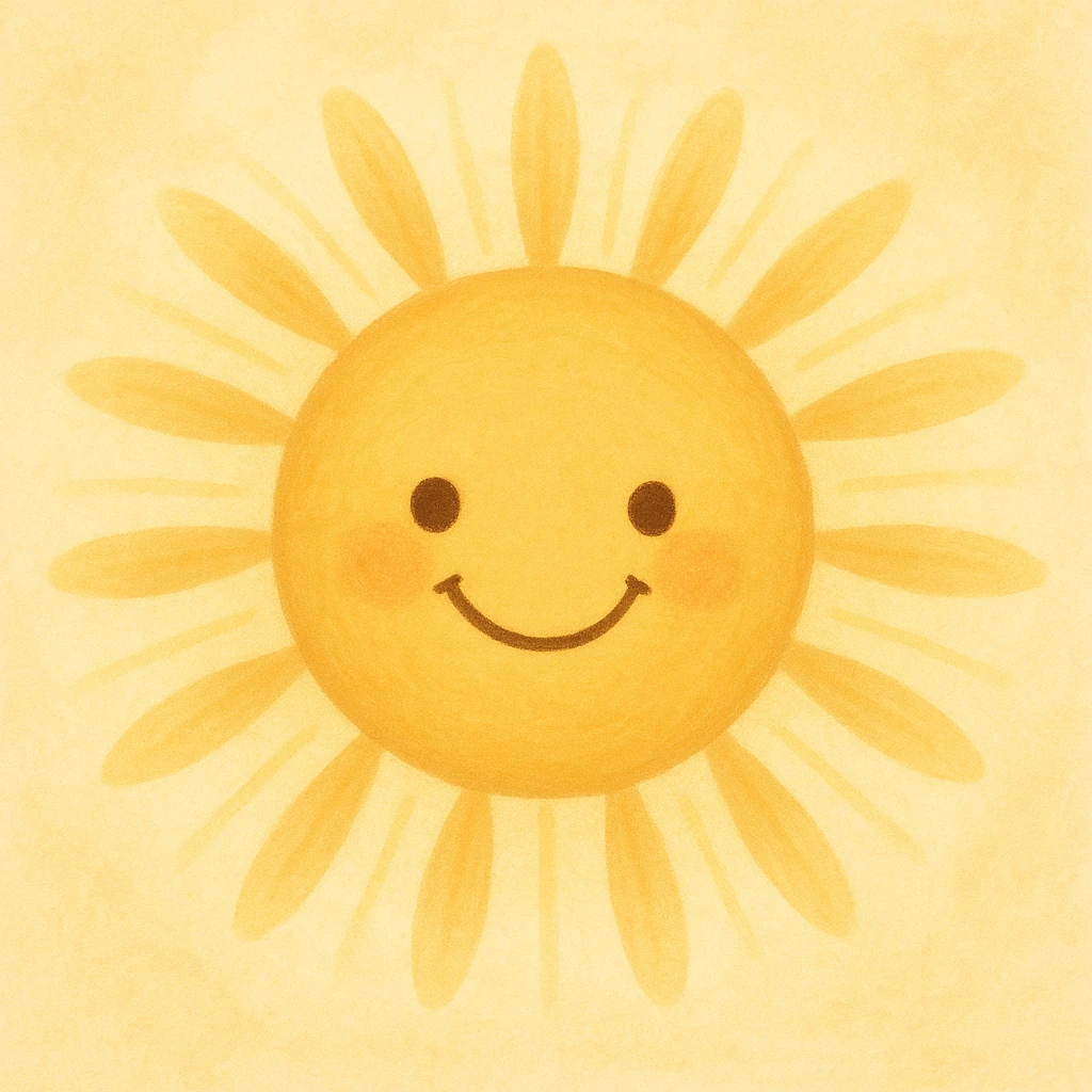a smiling sun with soft rays emoji