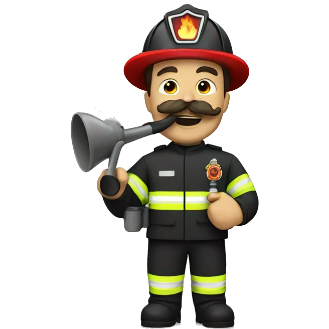 Firemen with mustache throwing up emoji