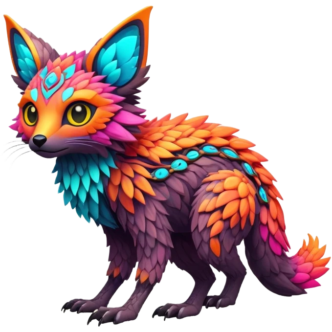 futuristic lush warm-colored neon-colored Fakémon-Trico-creature (full body) emoji