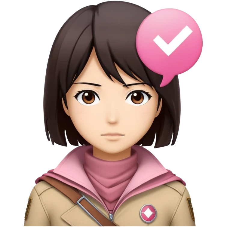Mikasa Ackerman. pink checkmark on the side emoji