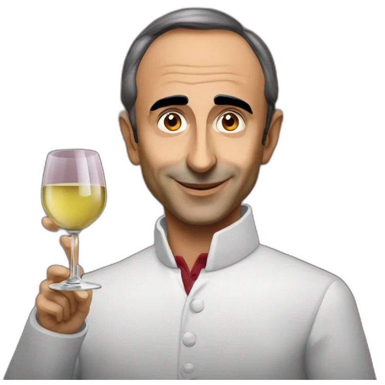 Eric zemmour with a class of wine emoji