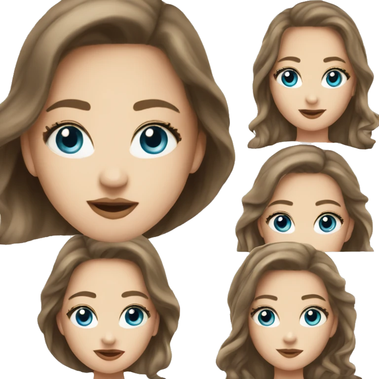 White girl, long brunette hair, blue eyes, beautiful lips emoji