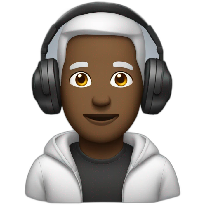 man laptop headphones emoji