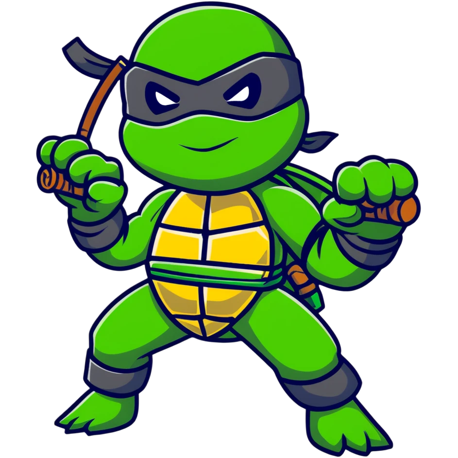 green masked ninja turtle with nunchucks emoji