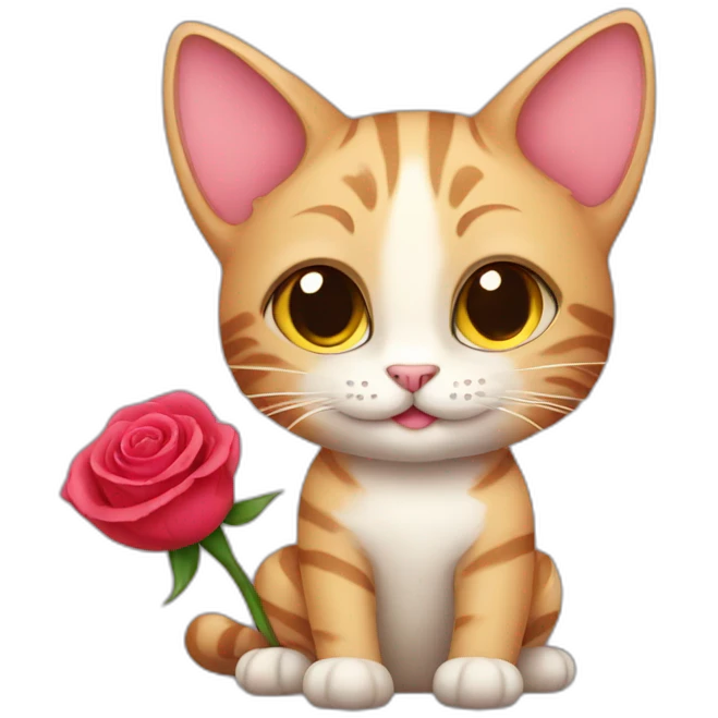 Cat with rose emoji