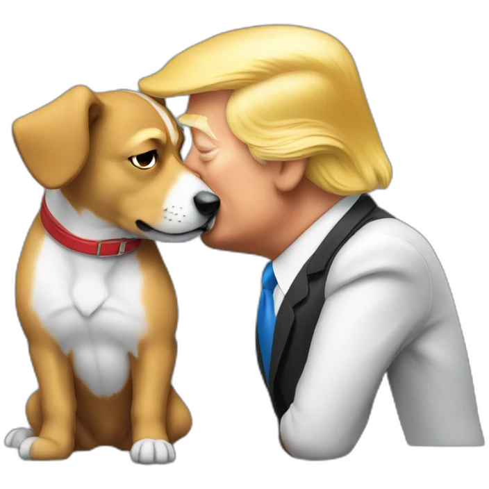 trump kissing a dog emoji